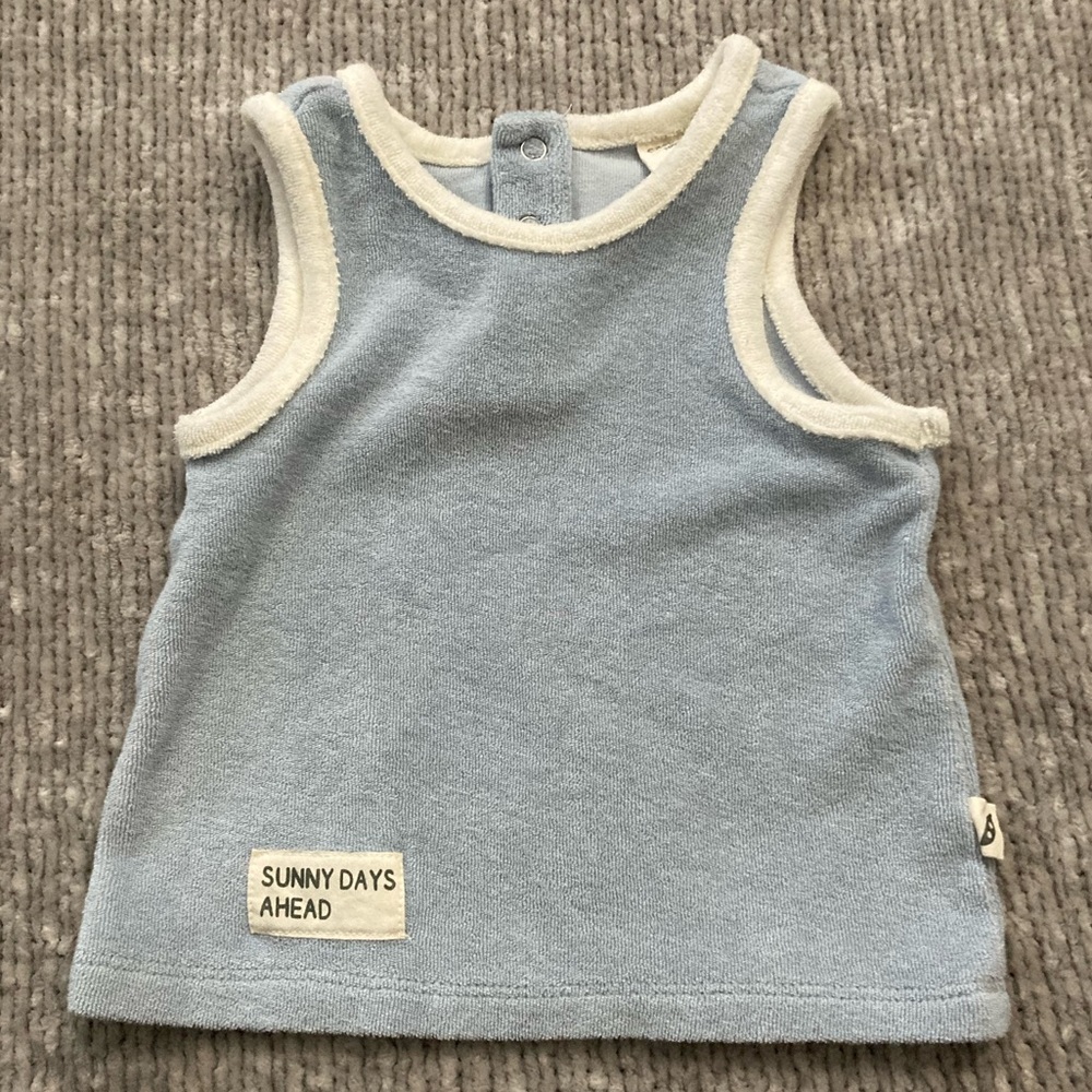 Easy Peasy Terry Cloth Tank Top Organic Cotton Sunny Days Ice Blue Comfy Unisex